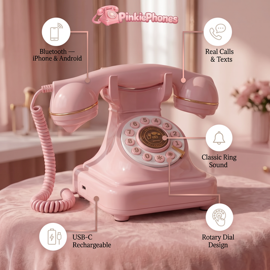 Pink Bluetooth Rotary Phone