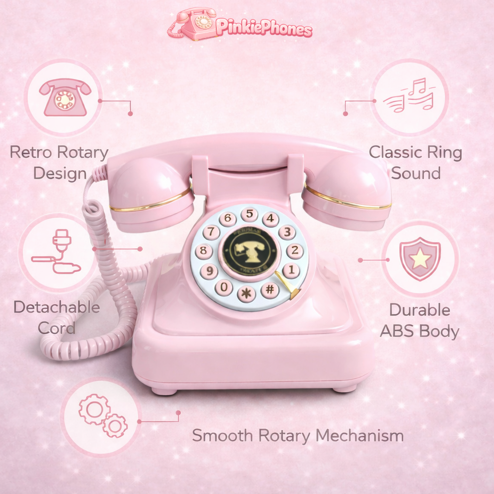 Pink Bluetooth Rotary Phone